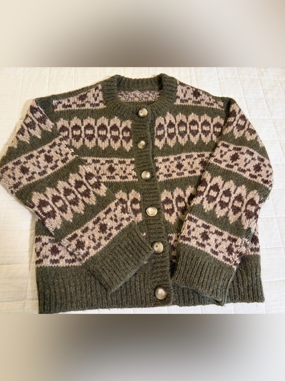Sezane x Baziszt Thomas cardigan jumper sweater size Large olive green beige - Picture 5 of 9